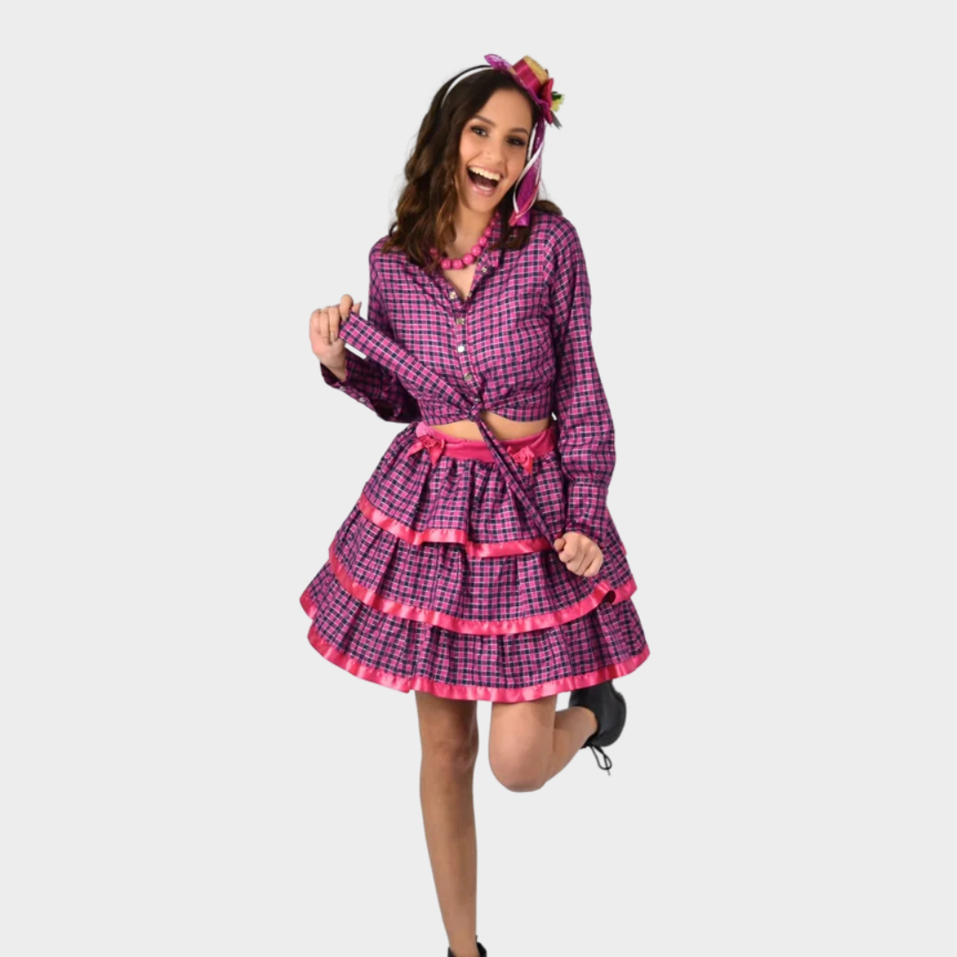 Vestido de Festa Junina Xadrez Pink